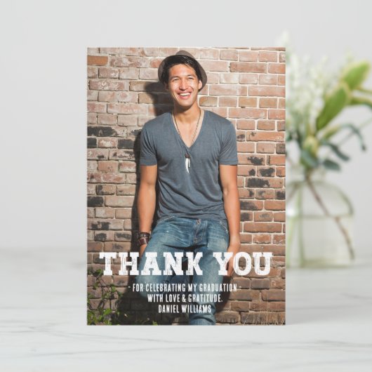 Carte De Remerciements Diplôme simple en une photo (Debout devant)