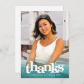 Carte De Remerciements Diplôme turquoise photo audacieuse typographie mod (Devant / Derrière)