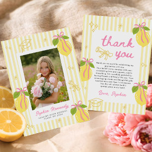 Carte De Remerciements Diplômée fraîchement Lemon Rose Diplômée