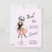 Carte De Remerciements Disco Girl assis sur un cocktail (Devant)
