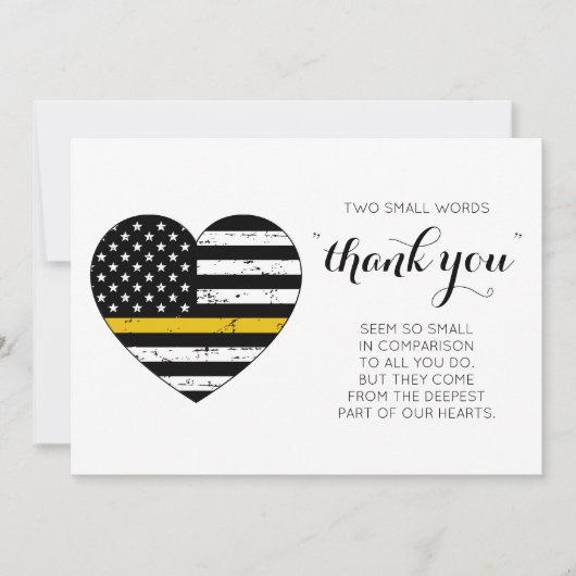 Carte De Remerciements Dispatcher de police 911 Mince Gold Line Coeur (Devant)