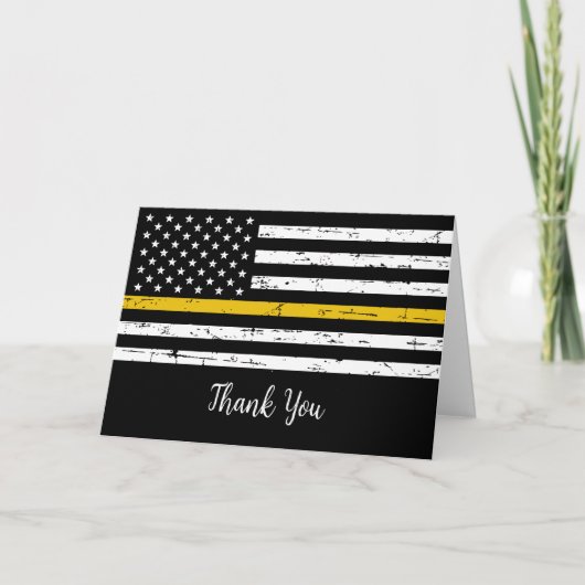 Carte De Remerciements Dispatcher Thin Yellow Line Fire Police (Devant)