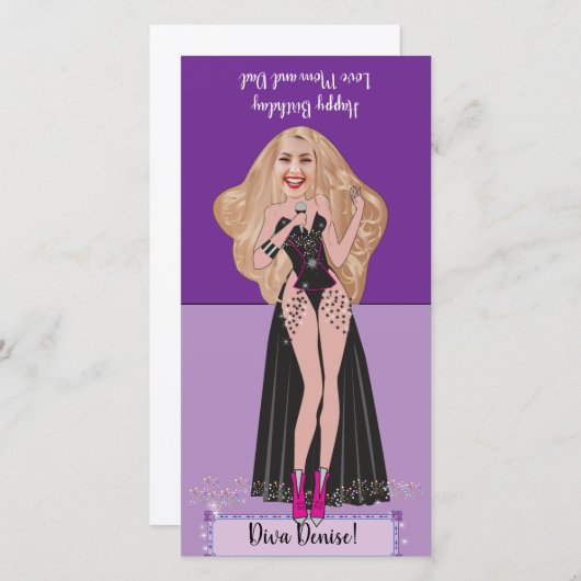 Carte De Remerciements Diva Birthday do-it-yourself pop-up Card (Devant / Derrière)