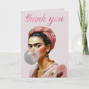 Carte De Remerciements Divas soufflant du bubble gum