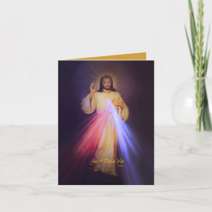 Carte De Remerciements Divine Mercy Gold avec Prière Chaplet