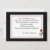 Carte de remerciements d'obtention d'un diplôme de (Dos)