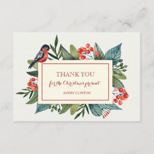 Carte de remerciements d'oiseau rouge et de baies