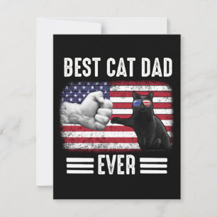 Carte De Remerciements Don papa   Meilleur chat papa jamais Drapeau USA