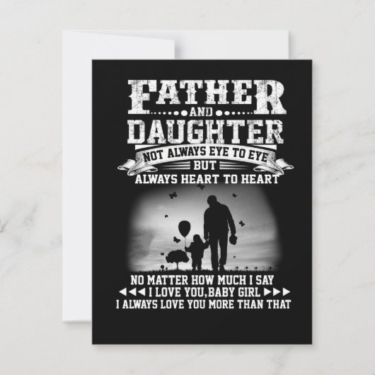 Carte De Remerciements Don Papa| Père Et Fille Oeil Ensemble Coeur (Devant)