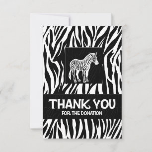 Carte De Remerciements Don Zebra Print 3,5 po x 5 po
