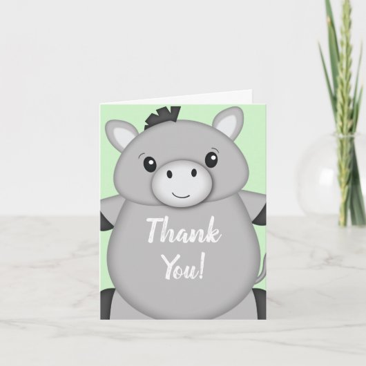 Carte De Remerciements Donkey Baby shower Green (Devant)