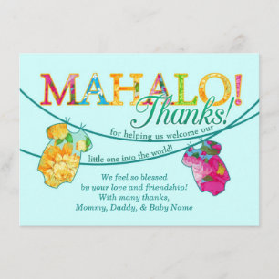 Carte de remerciements d'Onsie Luau Mahalo de