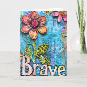 Carte De Remerciements *~**~ Doodle BRAVE Art coloré Fleur Whimsical
