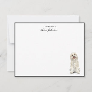 Carte De Remerciements Doodle de chien doré blanc aquarelle à plat