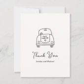 Carte De Remerciements Doodle de voiture tiré à la main Mariage moderne (Devant)