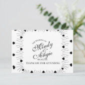 Carte De Remerciements Doodle Hearts Frame Script Wedding (Debout devant)
