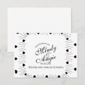 Carte De Remerciements Doodle Hearts Frame Script Wedding (Devant / Derrière)