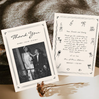 Carte De Remerciements Doodle Vieux Mariage Photo