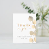 Carte de remerciements d'or eucalyptus d'anniversa (Debout devant)