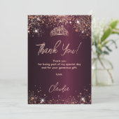 Carte de remerciements d'or rose de Quinceanera (Debout devant)