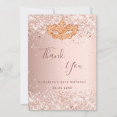 Carte de remerciements d'or rose masquade (Devant)
