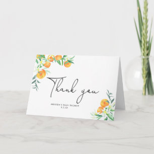 Carte de remerciements d'oranges aquarelles