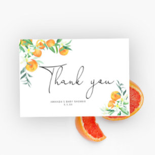 Carte de remerciements d'oranges aquarelles