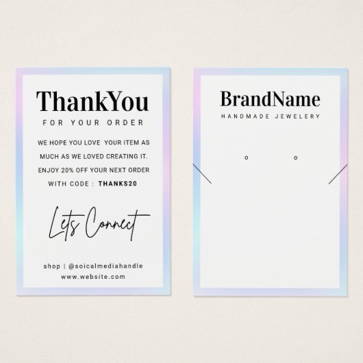 Carte de remerciements d'oreilles de collier de lo (Devant & derrière)