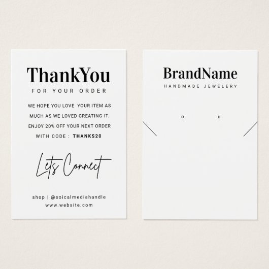 Carte de remerciements d'oreilles de collier de lo (Devant & derrière)