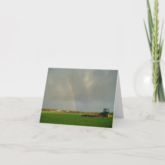 Carte De Remerciements Double arc-en-ciel dans Farmfield (Devant)