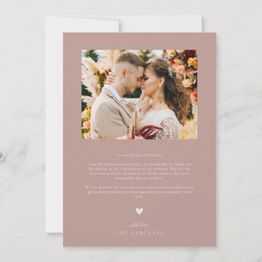 Carte De Remerciements Double Arch Dusty Rose photo Mariage (Dos)