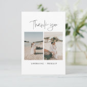 Carte De Remerciements Double Moments couverture photo mariage moderne me (Debout devant)