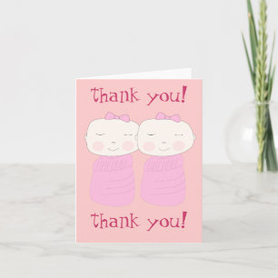 Carte De Remerciements Double the Joy! Twin Girl Thank You Notecard