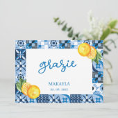 Carte De Remerciements Douce aquarelle Citron Positano Enterrement de vie (Debout devant)