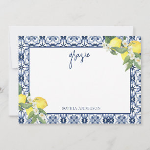 Carte De Remerciements Douce aquarelle de citron de Positano pour enterre