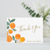 Carte De Remerciements Douce aquarelle Oranges Rustique Mariage personnal (Debout devant)