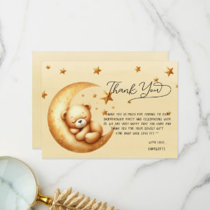 Carte De Remerciements Douce aquarelle ours endormi sur la lune Baby Show