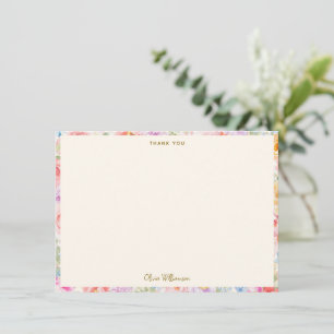 Carte De Remerciements Douce Aquarelle Pastel Fleurs Réception de Mariage