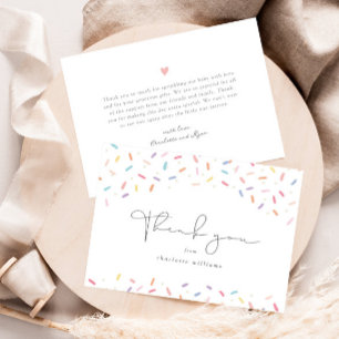 Carte De Remerciements Douce Baby Shower aux Paillettes Arc-en-Ciel