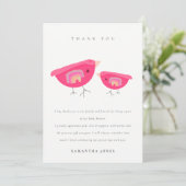 Carte De Remerciements Douce Baby Shower d'oiseau rose arc-en-ciel dessin (Debout devant)