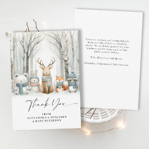 Carte De Remerciements Douce Baby Shower Mixte Animaux de la Forêt de Boi