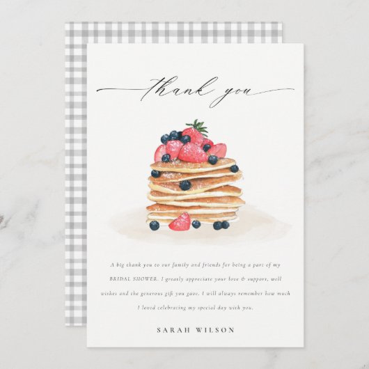 Carte De Remerciements Douce Crêpe aux Fruits de Style Rustique Aquarelle (Devant / Derrière)