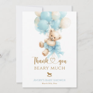 Carte De Remerciements Douce Fête Bébé Garçon Arc-en-ciel Ourson