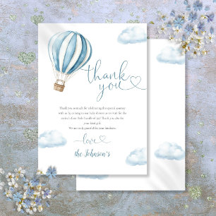 Carte De Remerciements Douce Fête Bébé Montgolfière Bleue