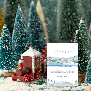 Carte De Remerciements Douce Fête de Bébé pour l'Hiver Il Faut un Village