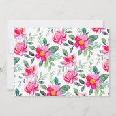 Carte De Remerciements Douce Fête de Mariage avec Fleurs Aquarelles et Éc (Dos)