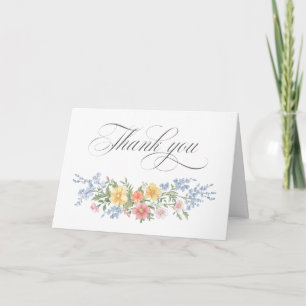 Carte De Remerciements Douce Fête de Mariage de Jardin Orné de Pastel de