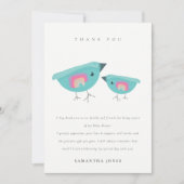 Carte De Remerciements Douce Fête de Naissance Arc-en-Ciel Oiseau Bleu De (Devant)