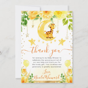 Carte De Remerciements Douce Fête de Naissance de Girafe Florale à l'Aqua