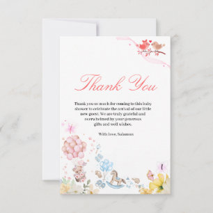 Carte De Remerciements Douce Fête de Naissance Oiseaux d'Amour Teddy